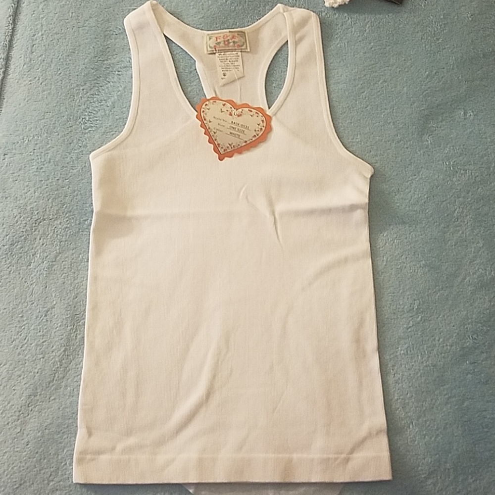 2/$10 White Racerback Tank NWT